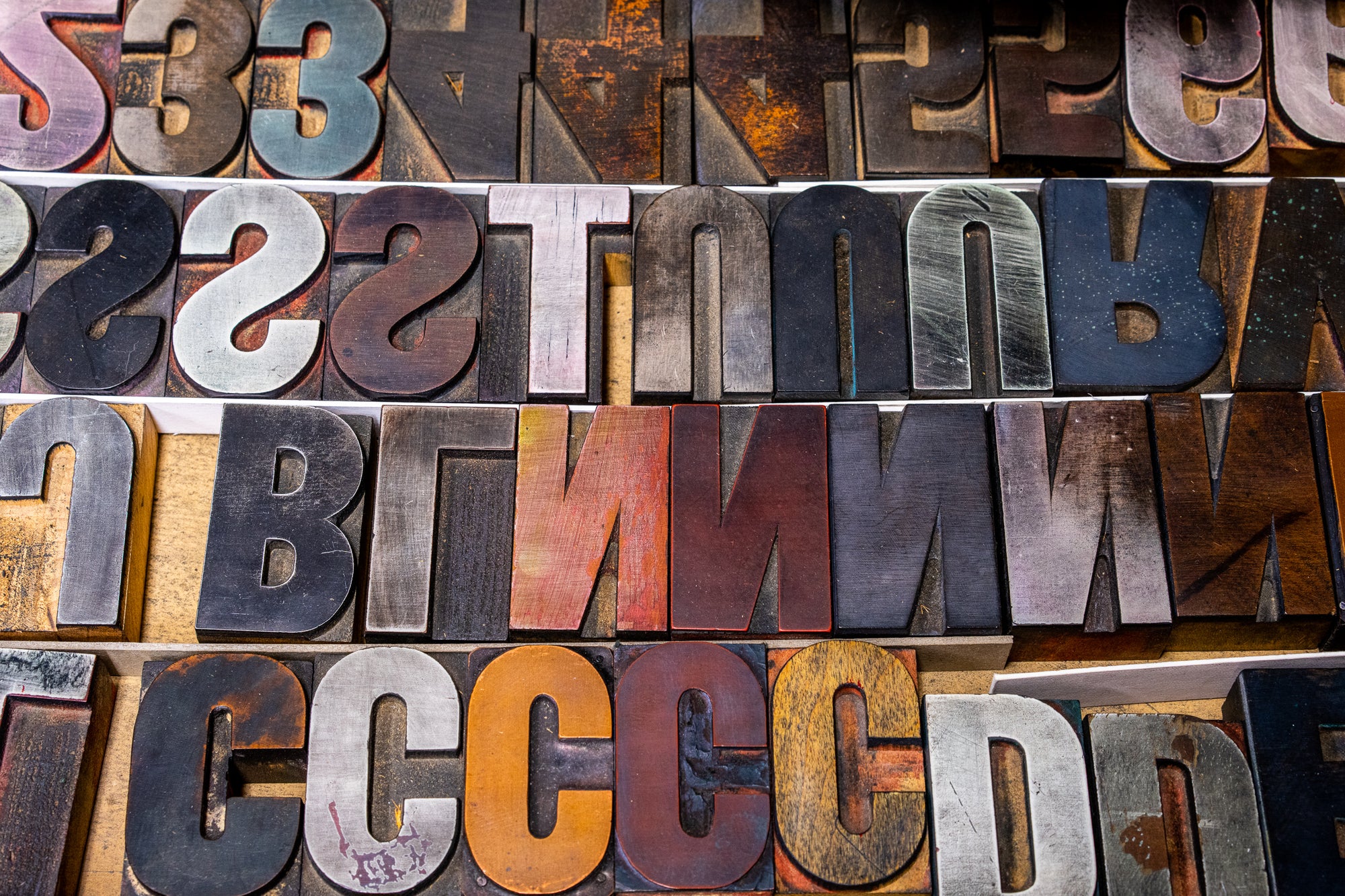 Colorful wood letterpress type; photographer Rick Graves