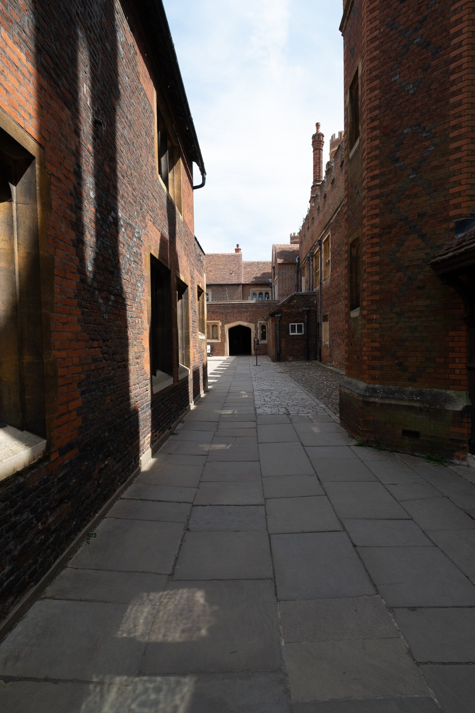 Hampton Court brick buildings and a clear sky' photo by Rick Graves