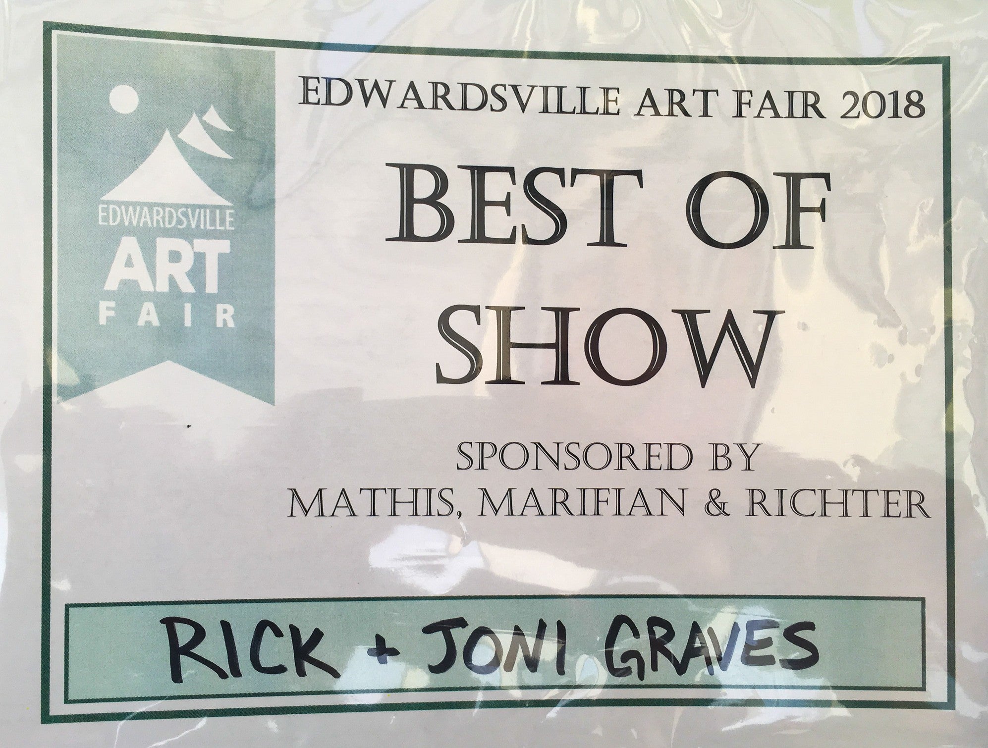 Edwardsville Art Fair 2018 Best of Show award for Rick & Joni Graves.
