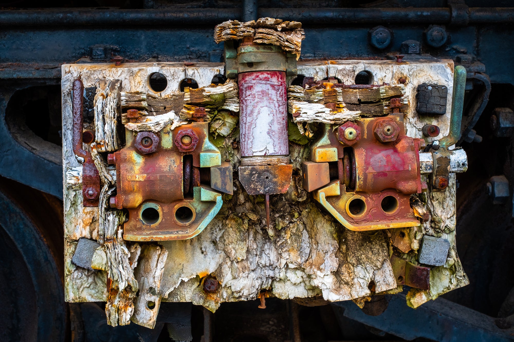 Original fine art photo by Rick Graves of a technical component on a 1906 Alco-GE locomotive (National Museum of Transportation, St. Louis, MO). Every print $25 plus shipping.