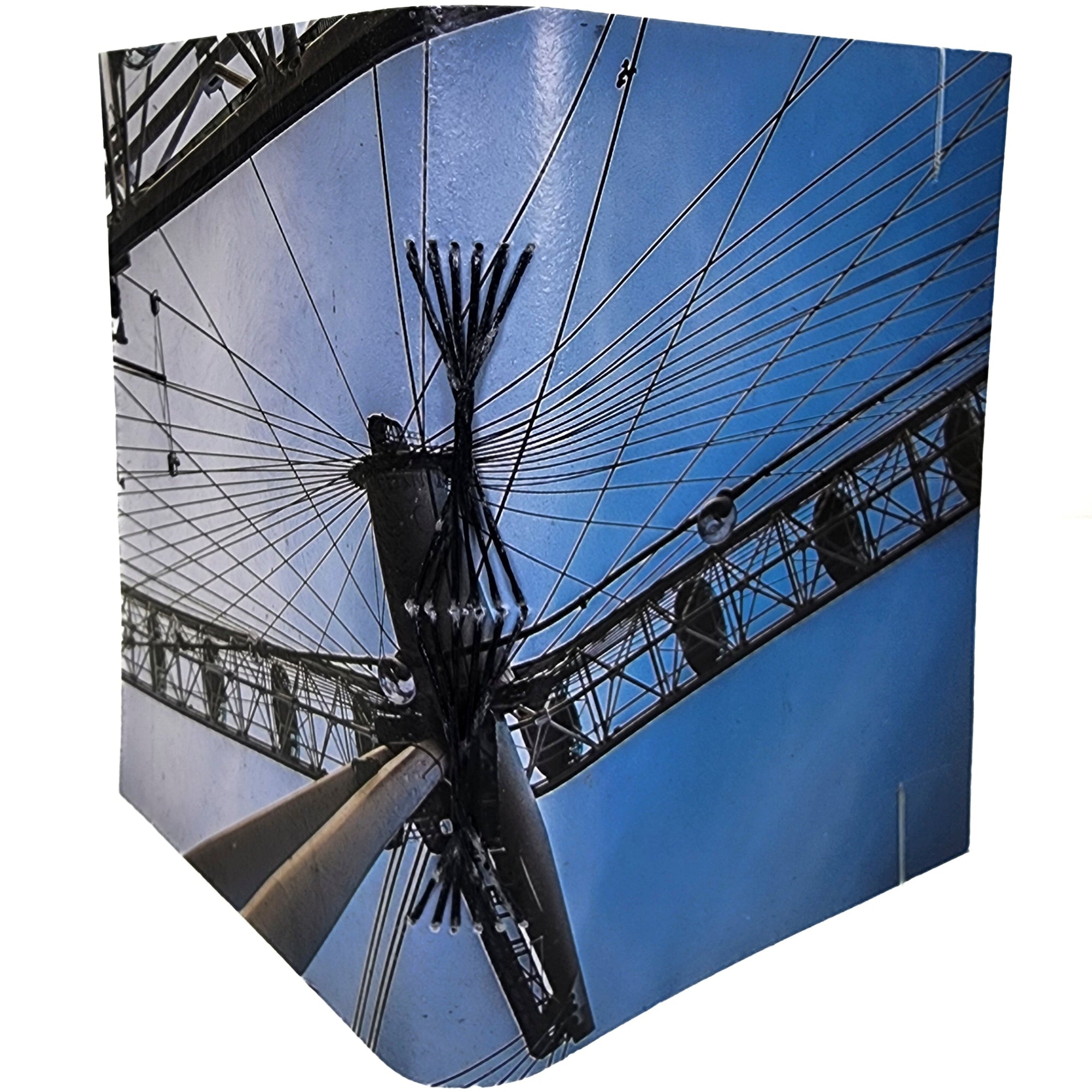 0351 photowrap journal, detail of the London Eye, black butterfly longstitch binding, coated cover, clear elastic closure