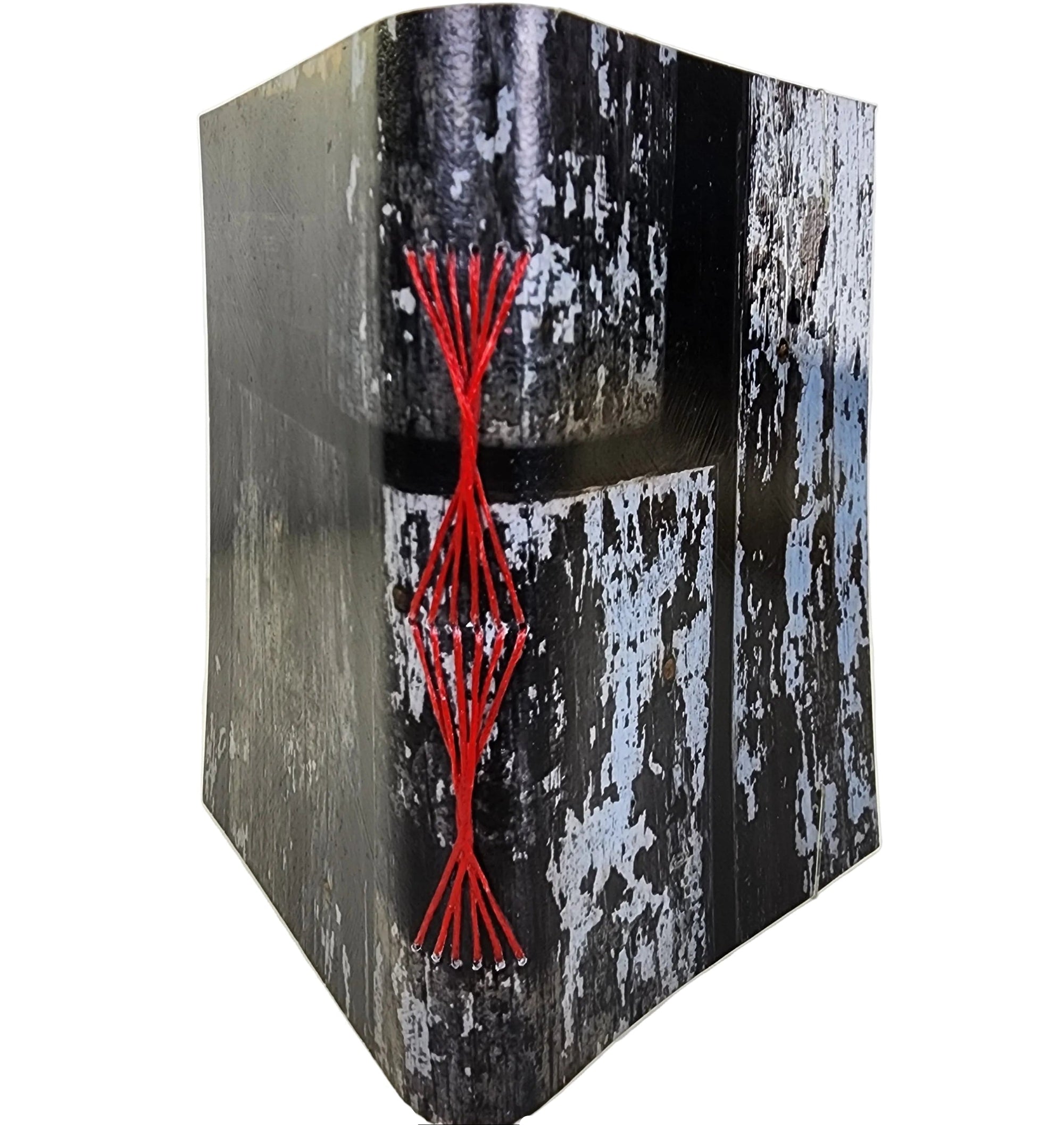 photowrap journal, Indianapolis distressed urban garage door, red butterfly longstitch binding, coated cover, clear elastic closure